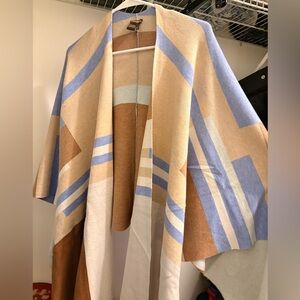 J. McLaughlin Striped Knit in Blue and Tan shawl / wrap